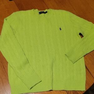 Ralph Lauren Women's Lime Green Cable Knit Sweater